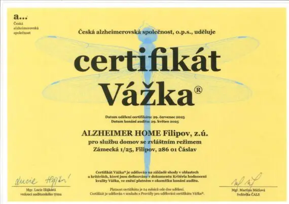 certifikát Vážka 2025